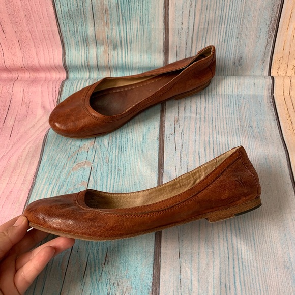 Brown Leather Frye Ballet Flats - Picture 4 of 10